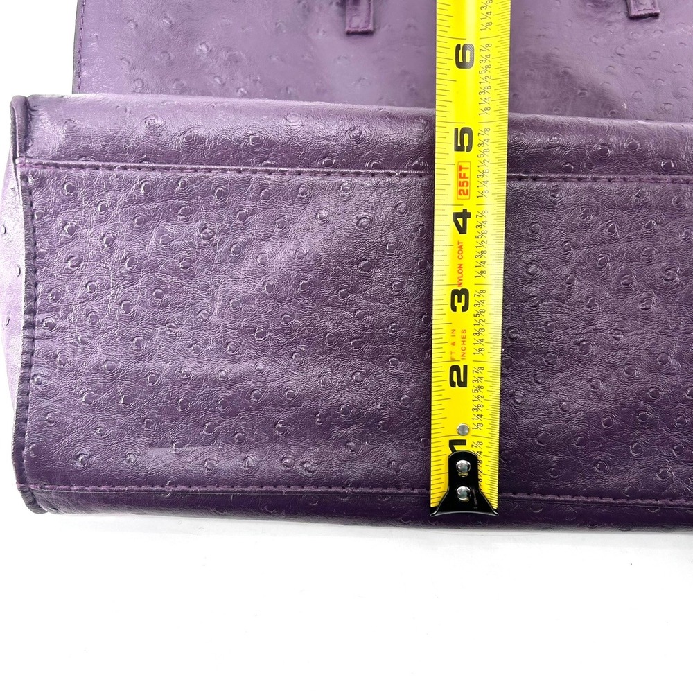 Braciano Purple Ostrich Embossed Faux Leather Large Tote Shoulder Bag Handbag - Picture 7 of 9